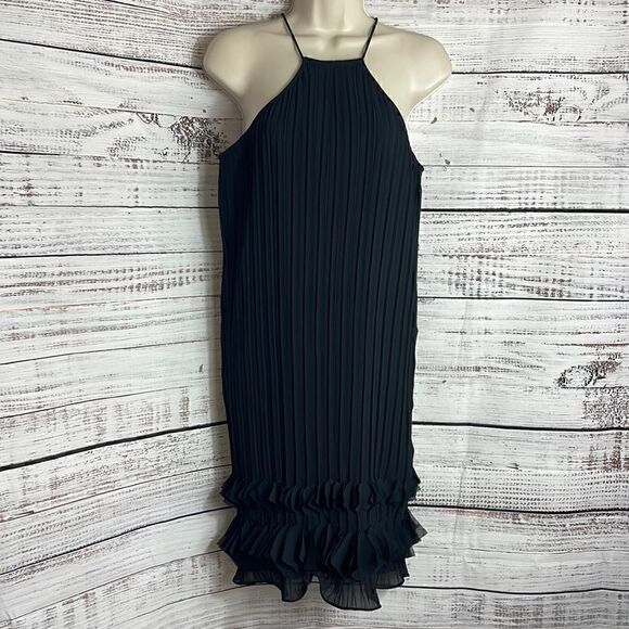 Lumier by Bariano Dress Womens XS pleated chiffon mini  Ruffles Australia black - Picture 4 of 12